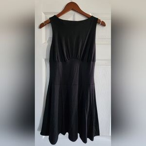 Express Crepe Crew Neck Seamed Mini Dress